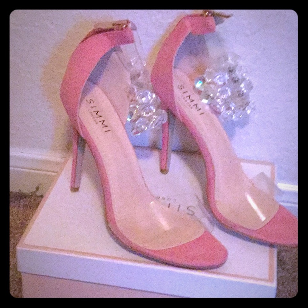 Cute pink heels with diamonds on ankle